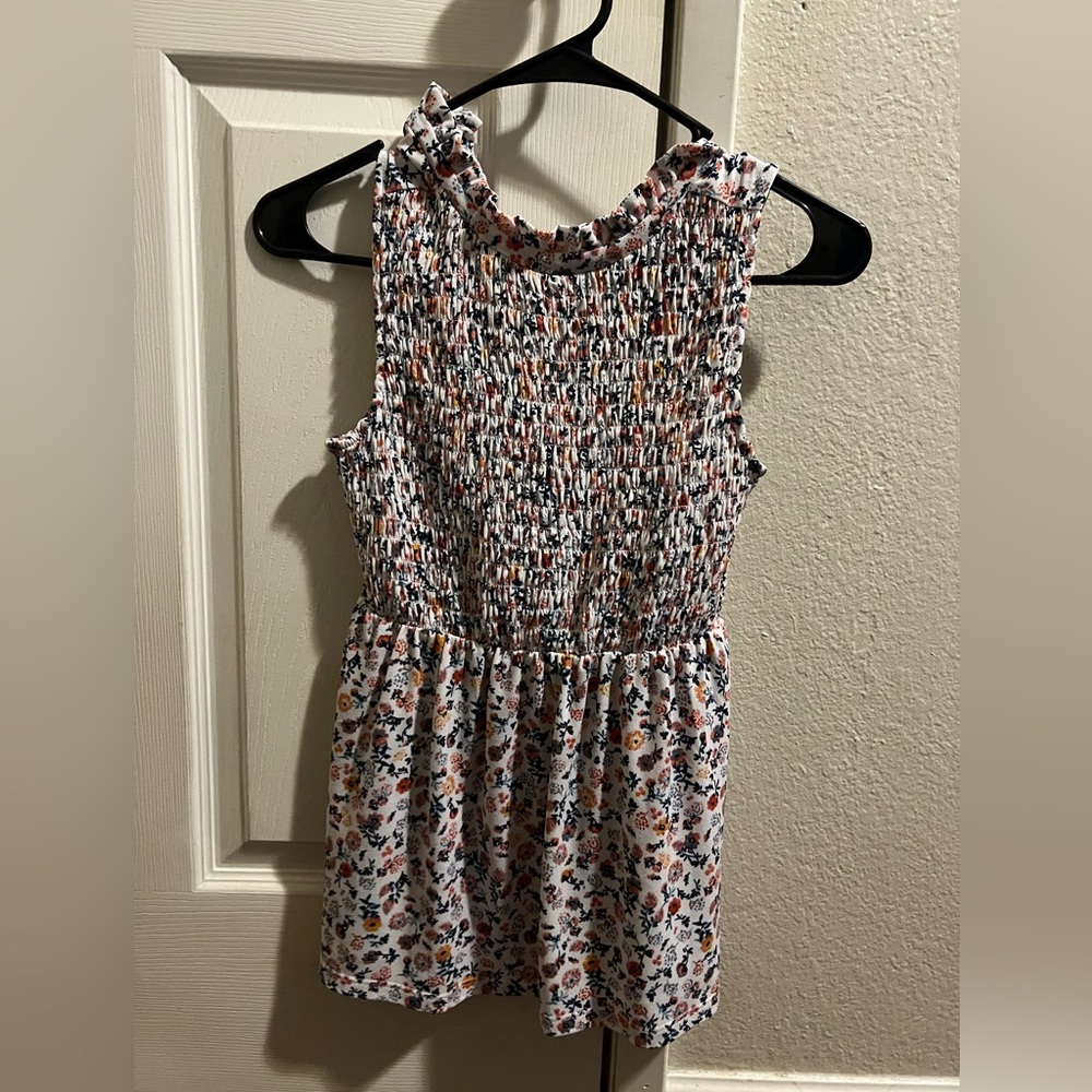 Floral Ribbed Sleeveless Fit&Flare Top
